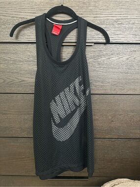 Nike Black Mesh Tank Top with White Swoosh Logo